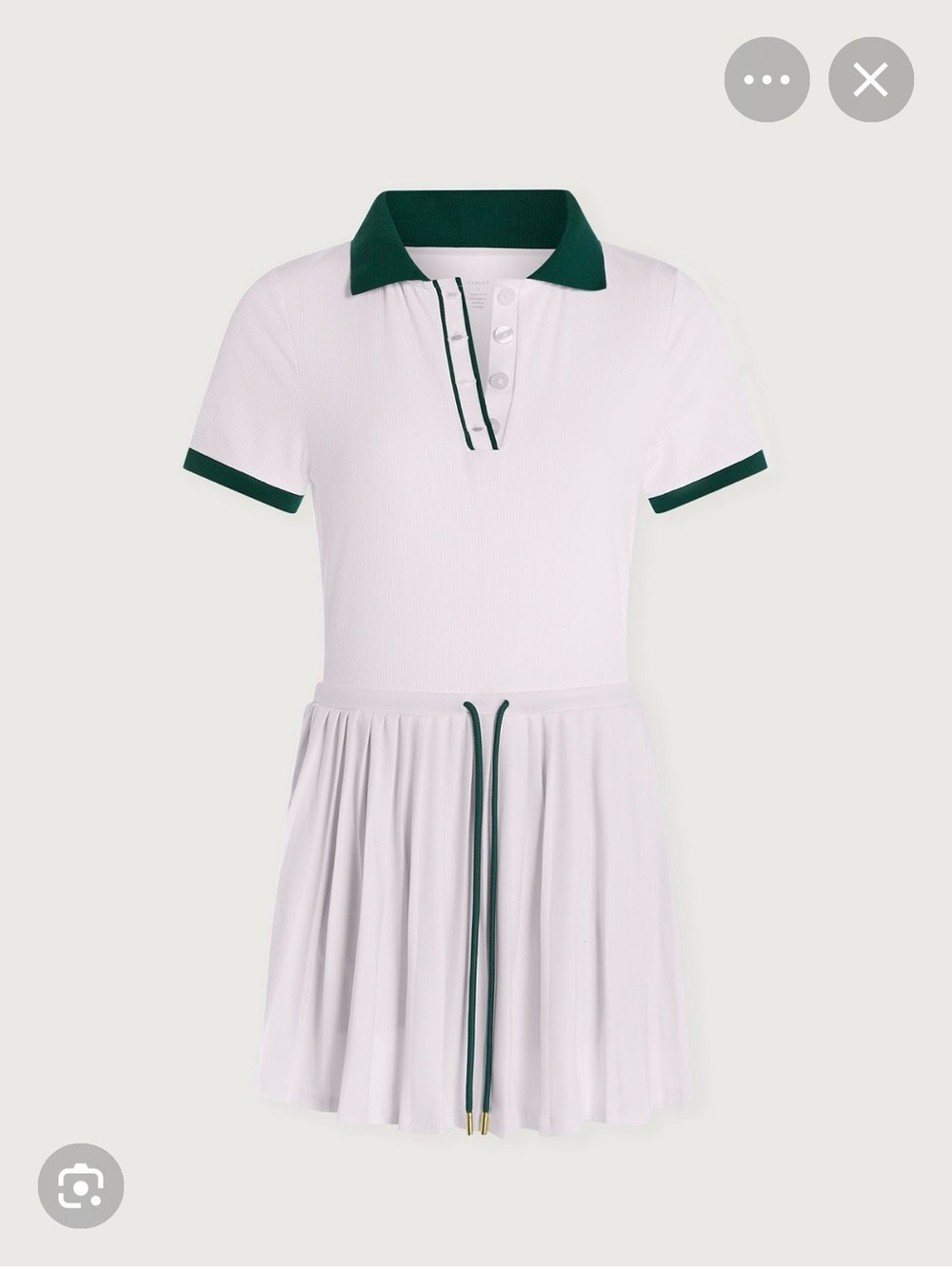 Varley White Polo Dress with Dark Green Trim